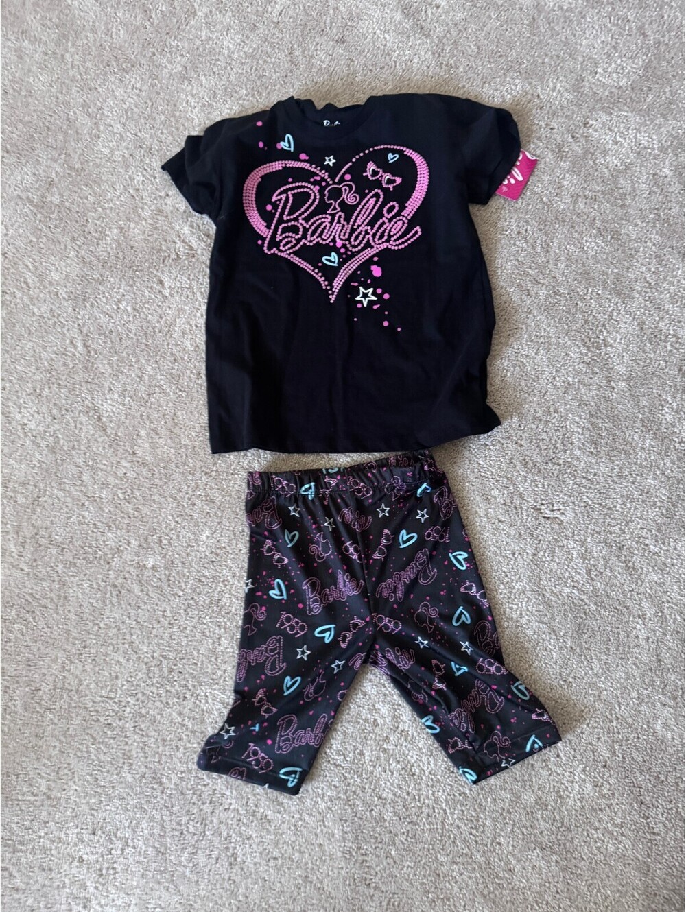Barbie girls 2-piece black top and leggings set
